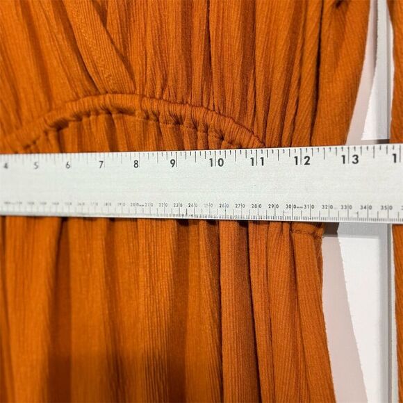 Free People FP Beach Rust Orange Waffle Knit Maxi Dress XS Collared Boho Fall - Picture 3 of 8